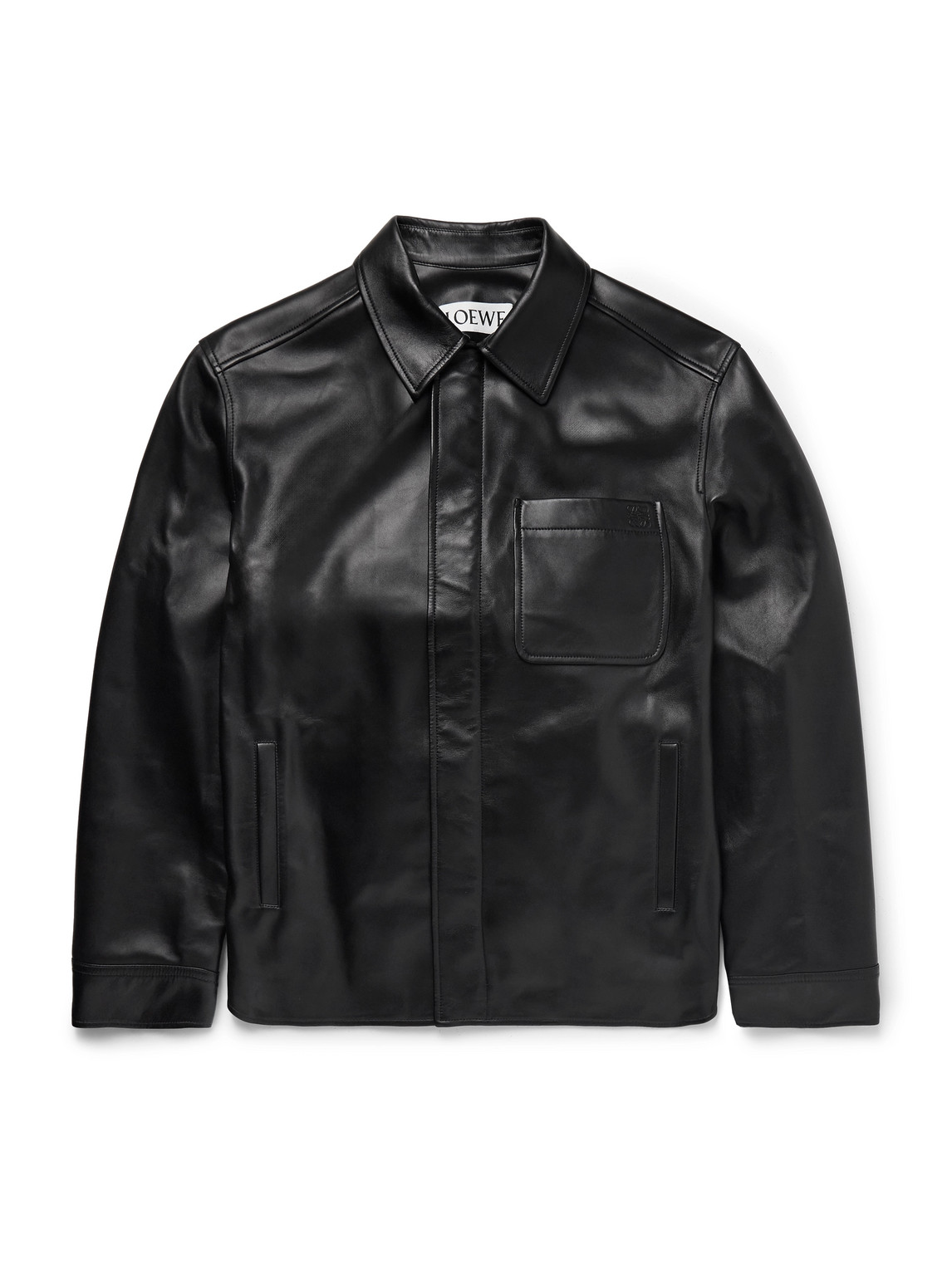 Logo-Debossed Leather Overshirt