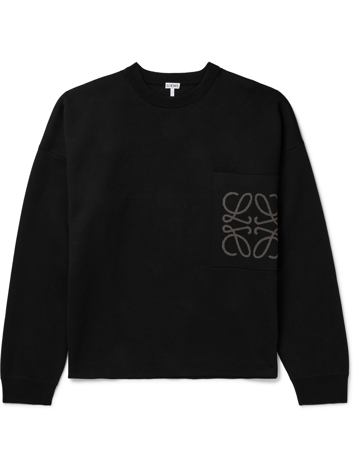Loewe Logo-jacquard Cotton-blend Sweater In Black