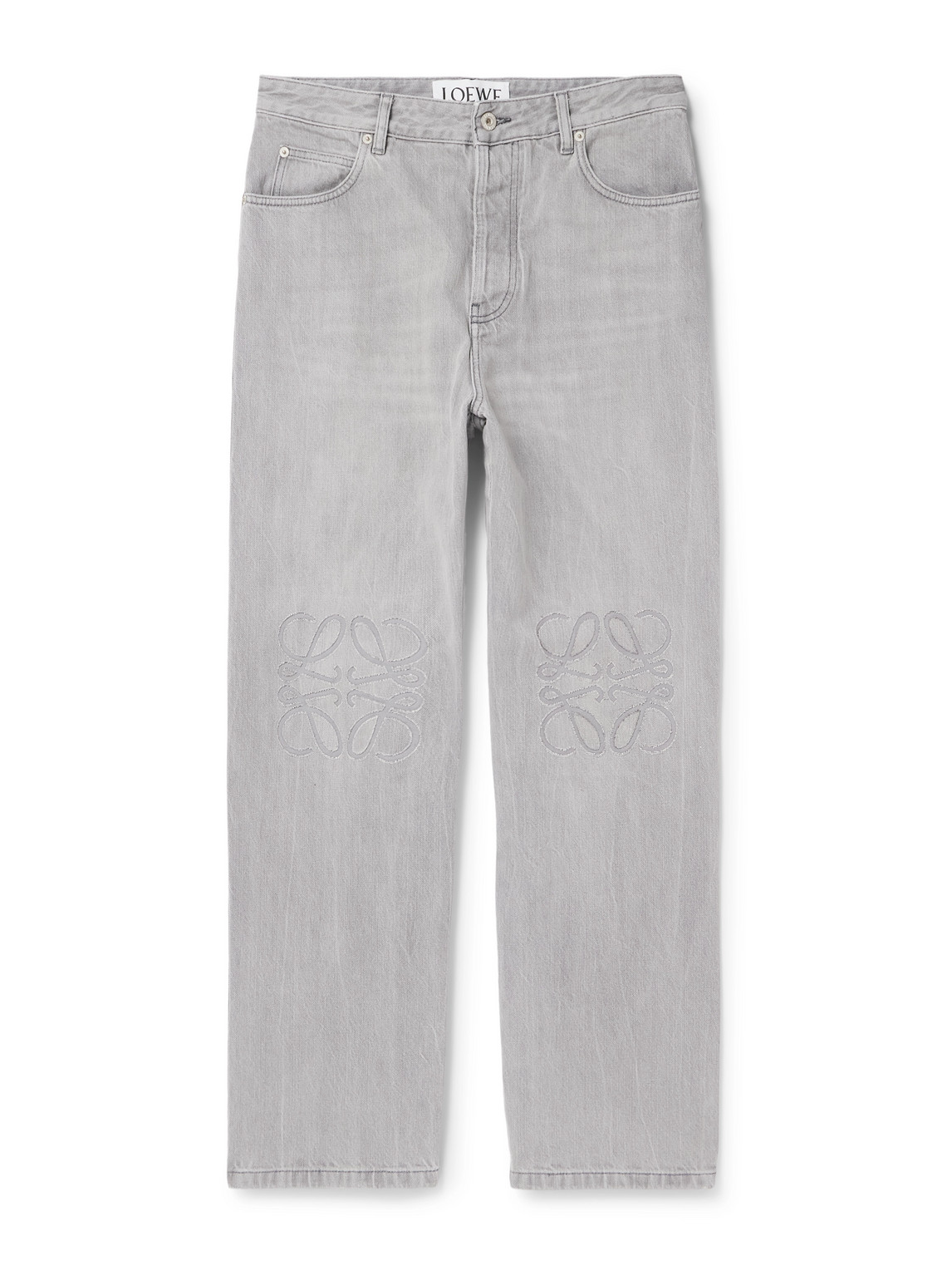 Loewe Anagram Straight-leg Jeans In Gray