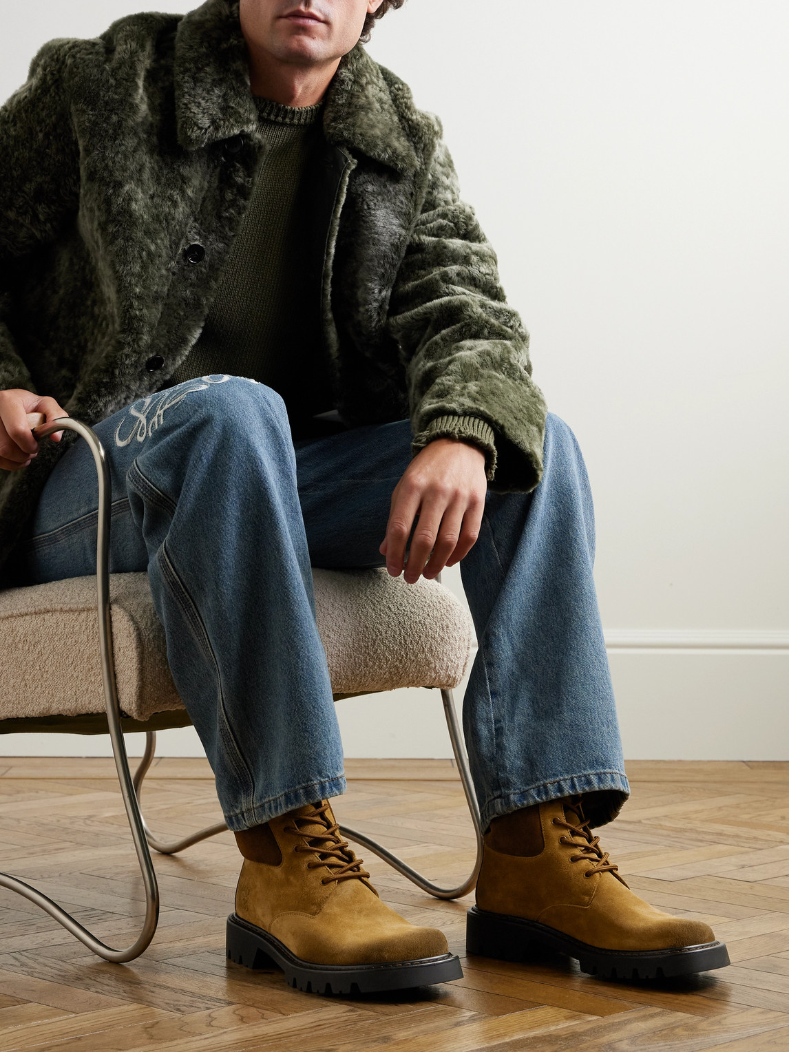 Shop Loewe Sierra Suede Boots In Brown