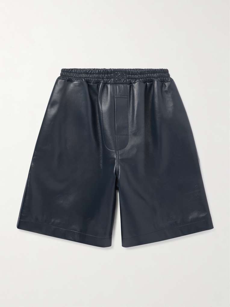 Loewe — Wide-Leg Logo-Embossed Leather Shorts