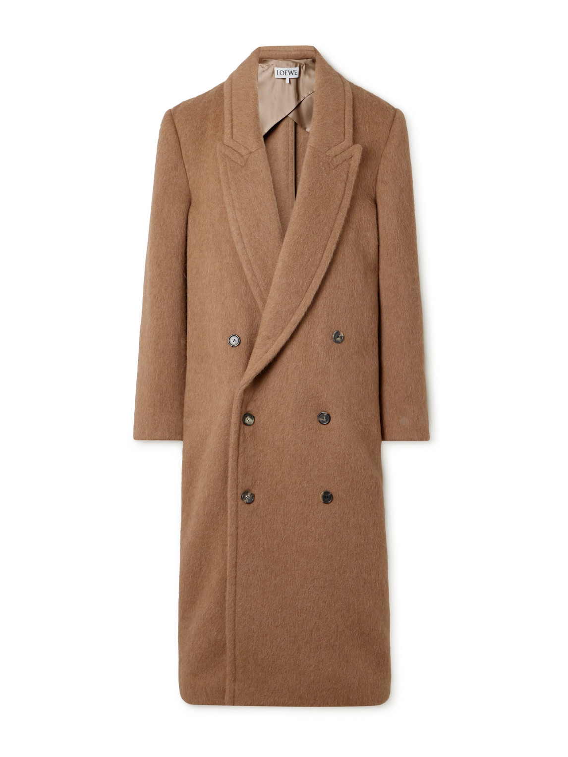 Oversized Double-Breasted Brushed Llama and Wool-Blend Coat