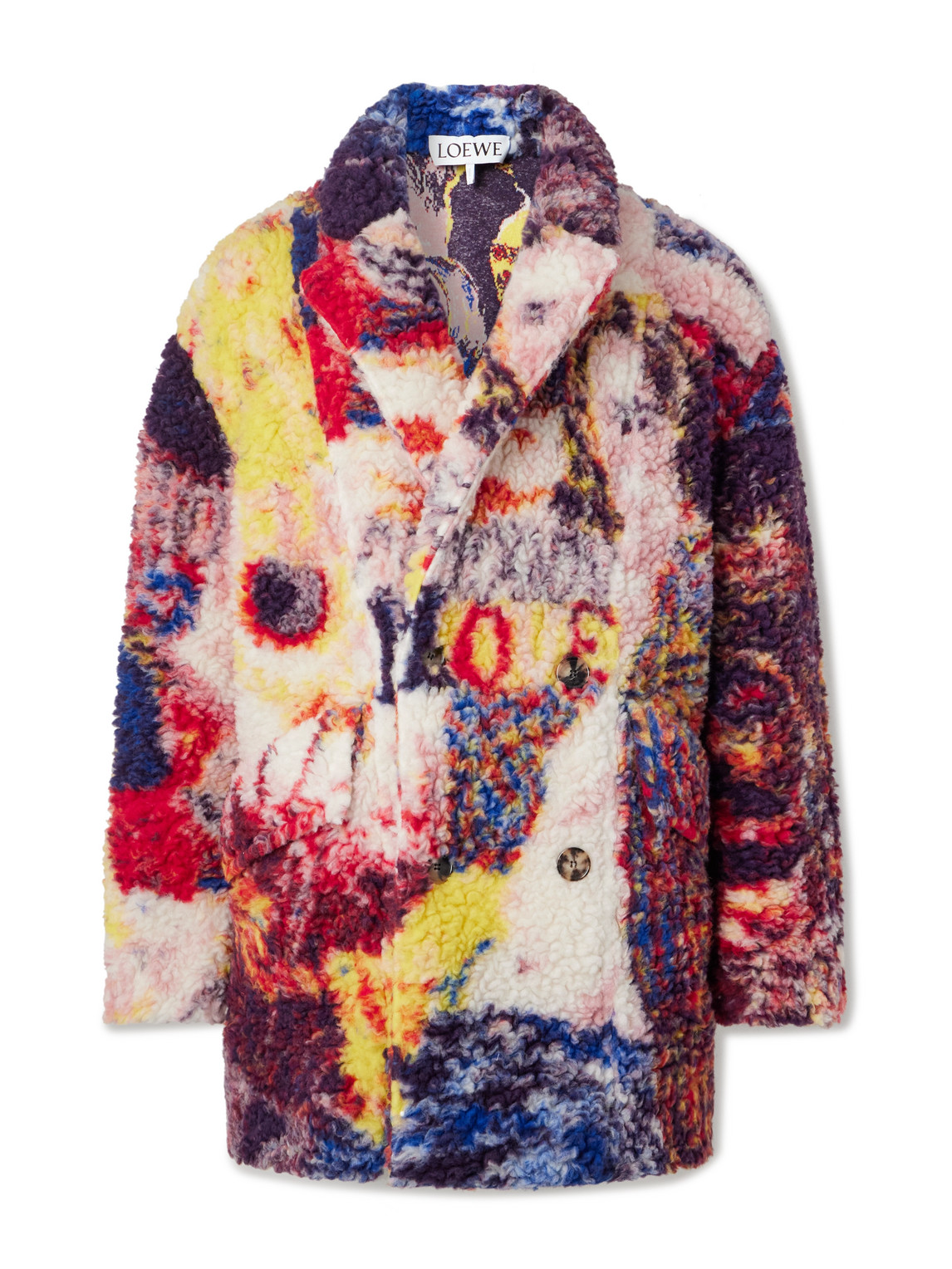 Loewe Richard Hawkins Oversized Double-breasted Fleece-jacquard Jacket In Multi