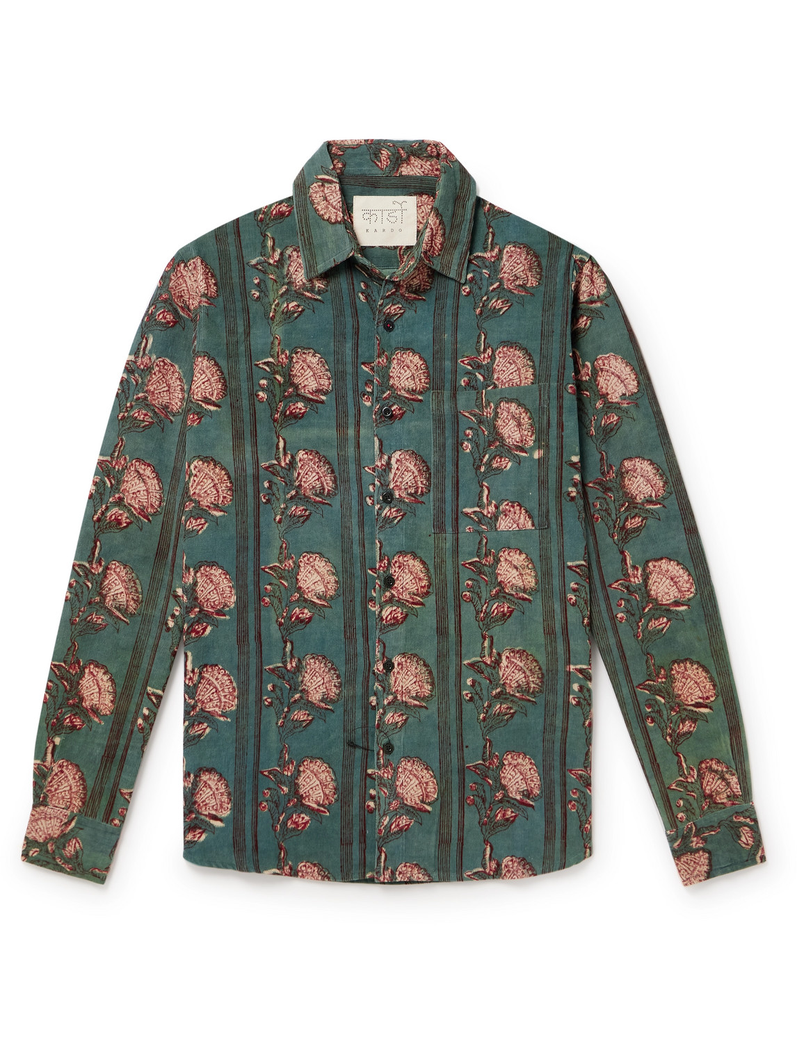 Kardo Ryan Printed Cotton-corduroy Shirt In Green