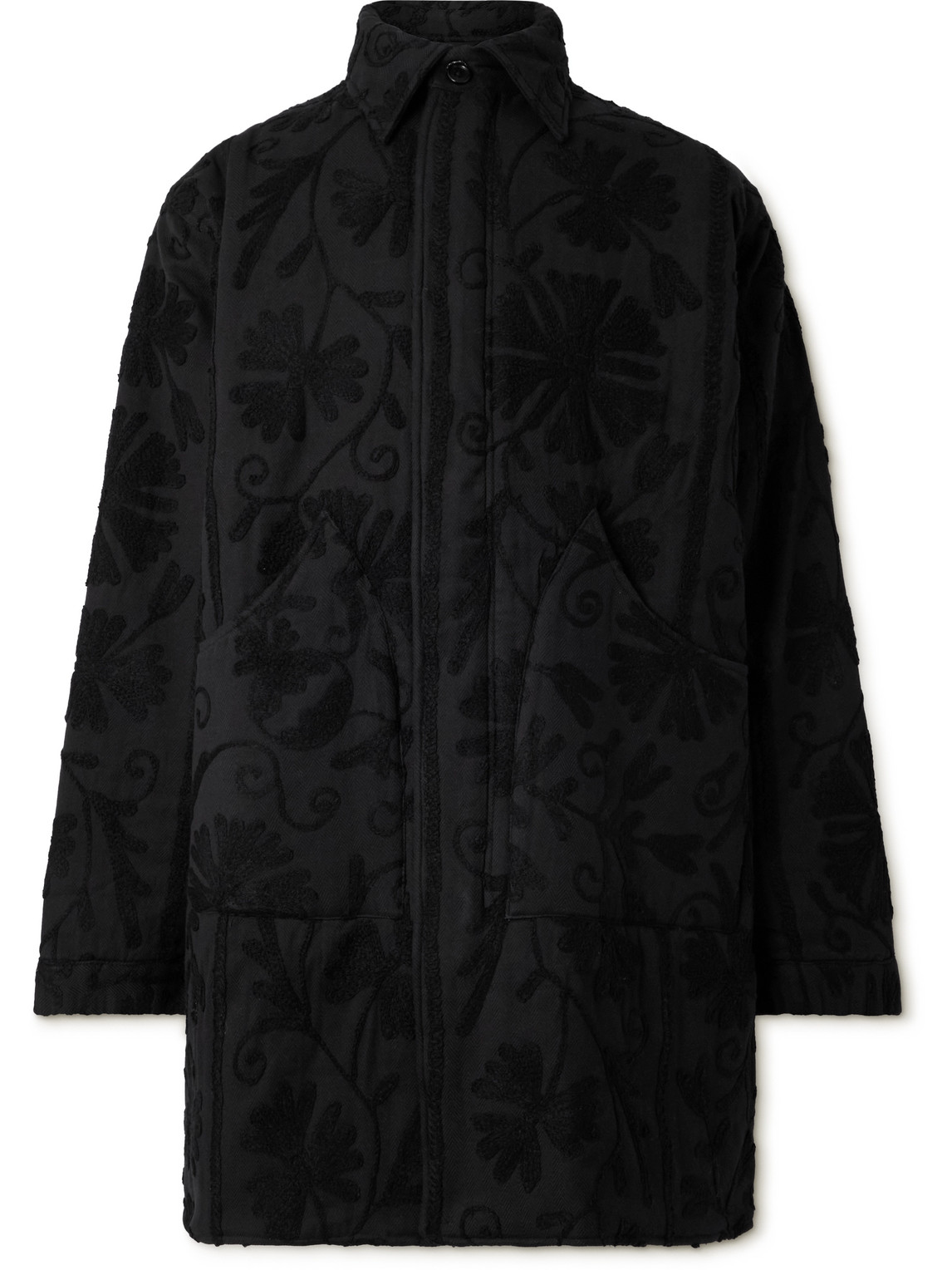 Kardo Embroidered Cotton-twill Jacket In Black