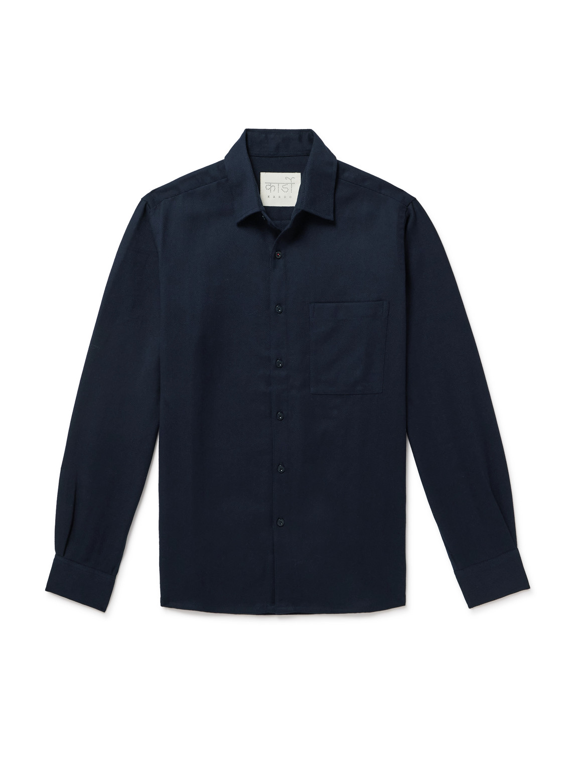 Kardo Ryan Herringbone Cotton Shirt In Blue