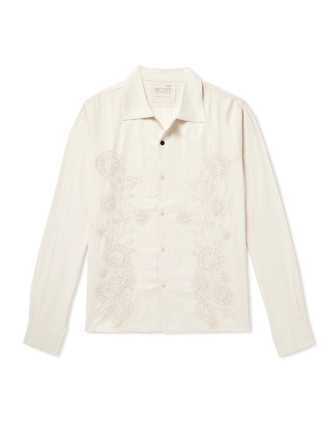 Kardo Chintan Embroidered Cotton Shirt In Neutrals