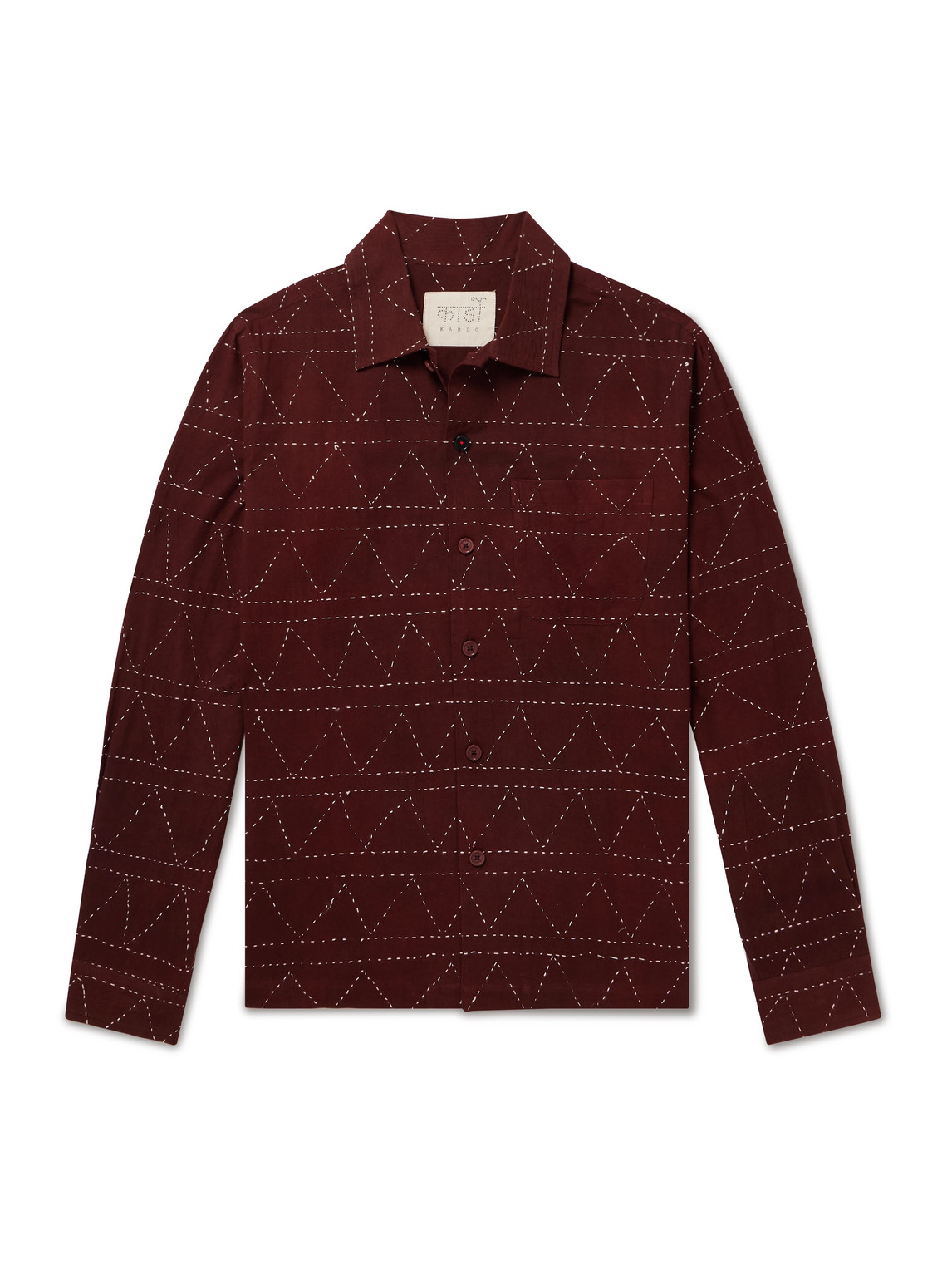Kardo Gianni Convertible-collar Embroidered Cotton Shirt In Red