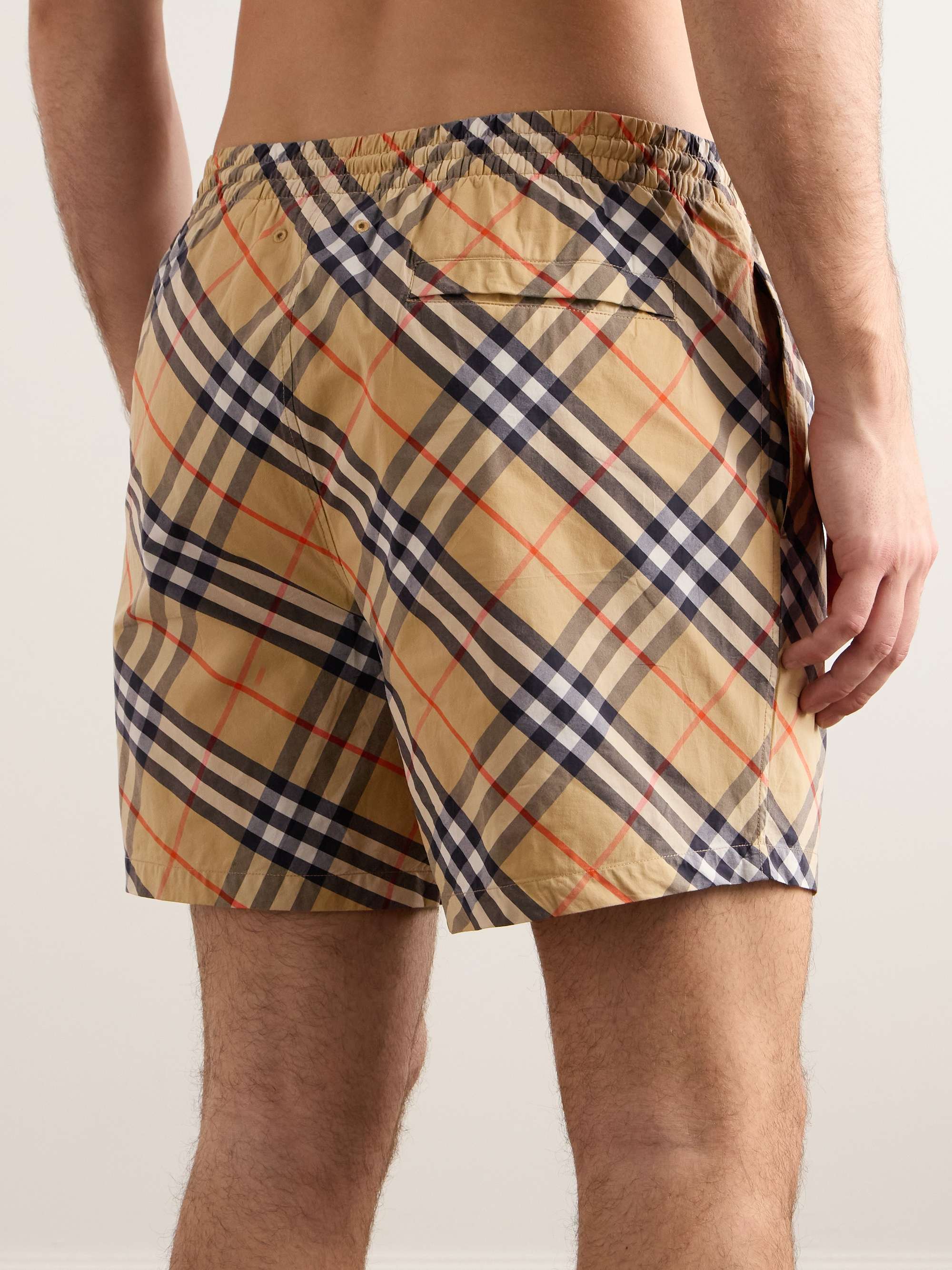 BURBERRY Straight-Leg Mid-Length Checked Swim Shorts for Men