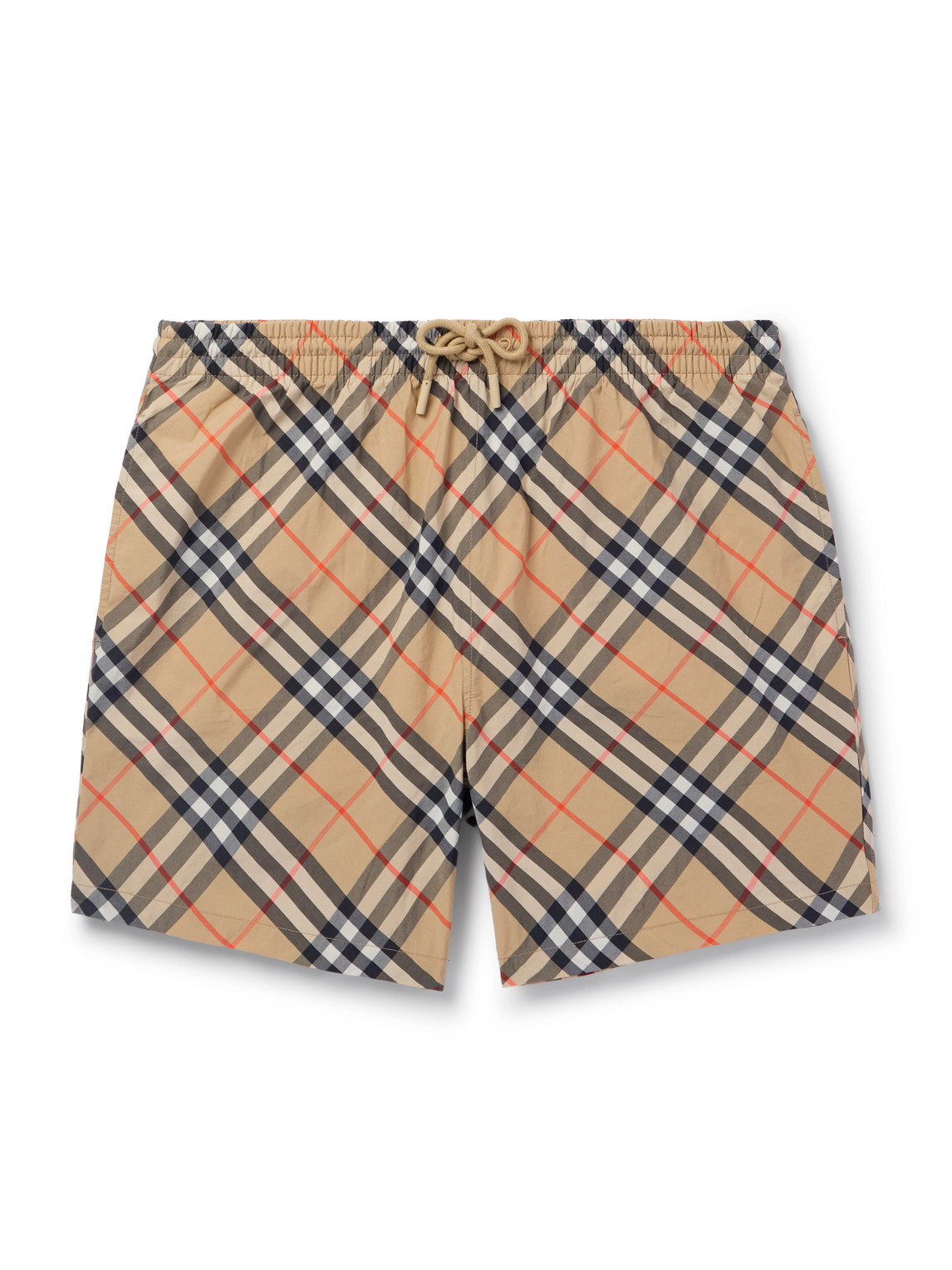 Burberry Men Check Print Bermuda Swimsuit In Brown