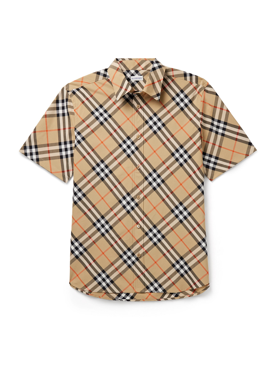 Burberry Short Sleeved Check Cotton Shirt Clothing In White