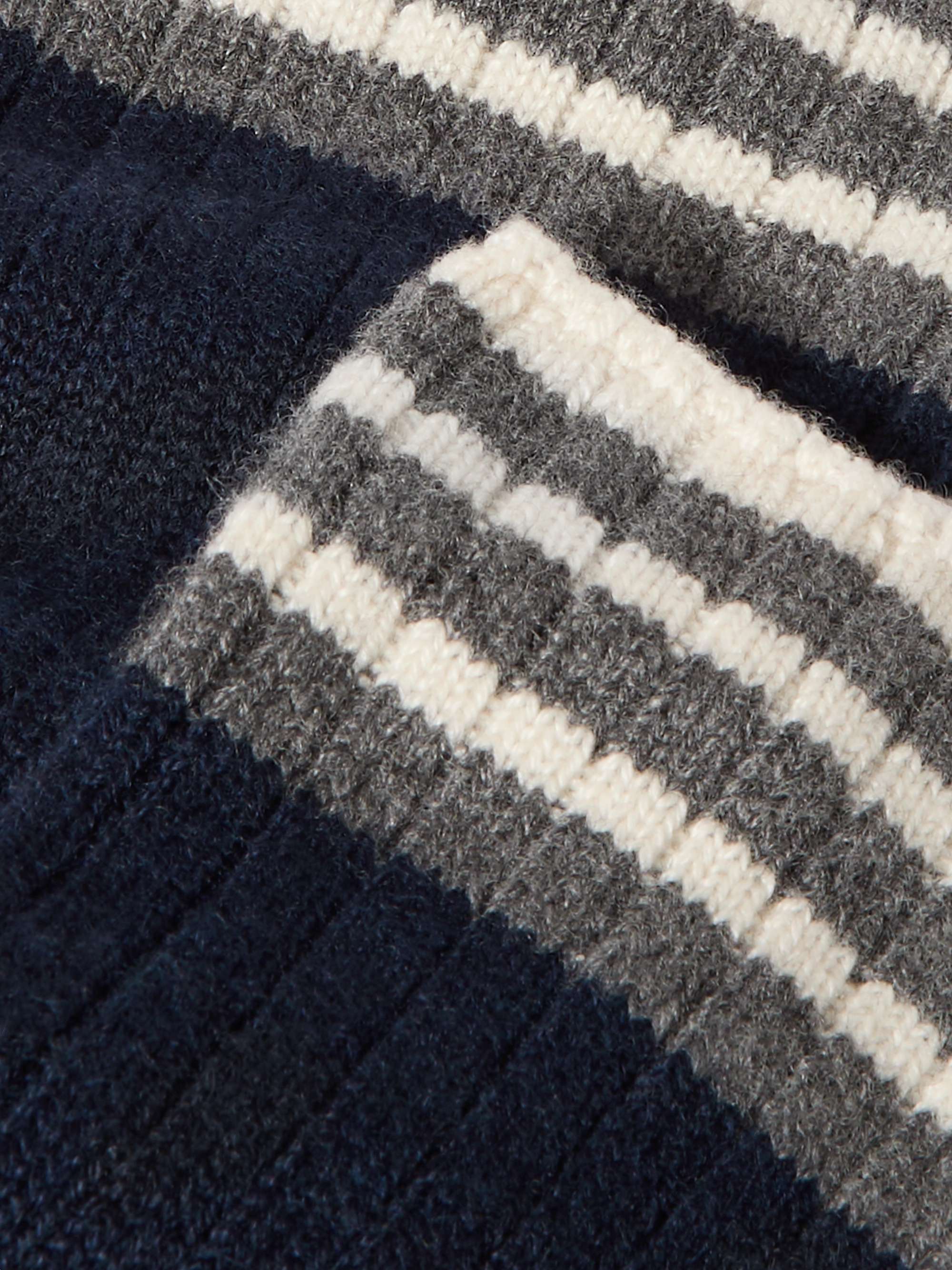 BRUNELLO CUCINELLI Striped Ribbed Cashmere Socks