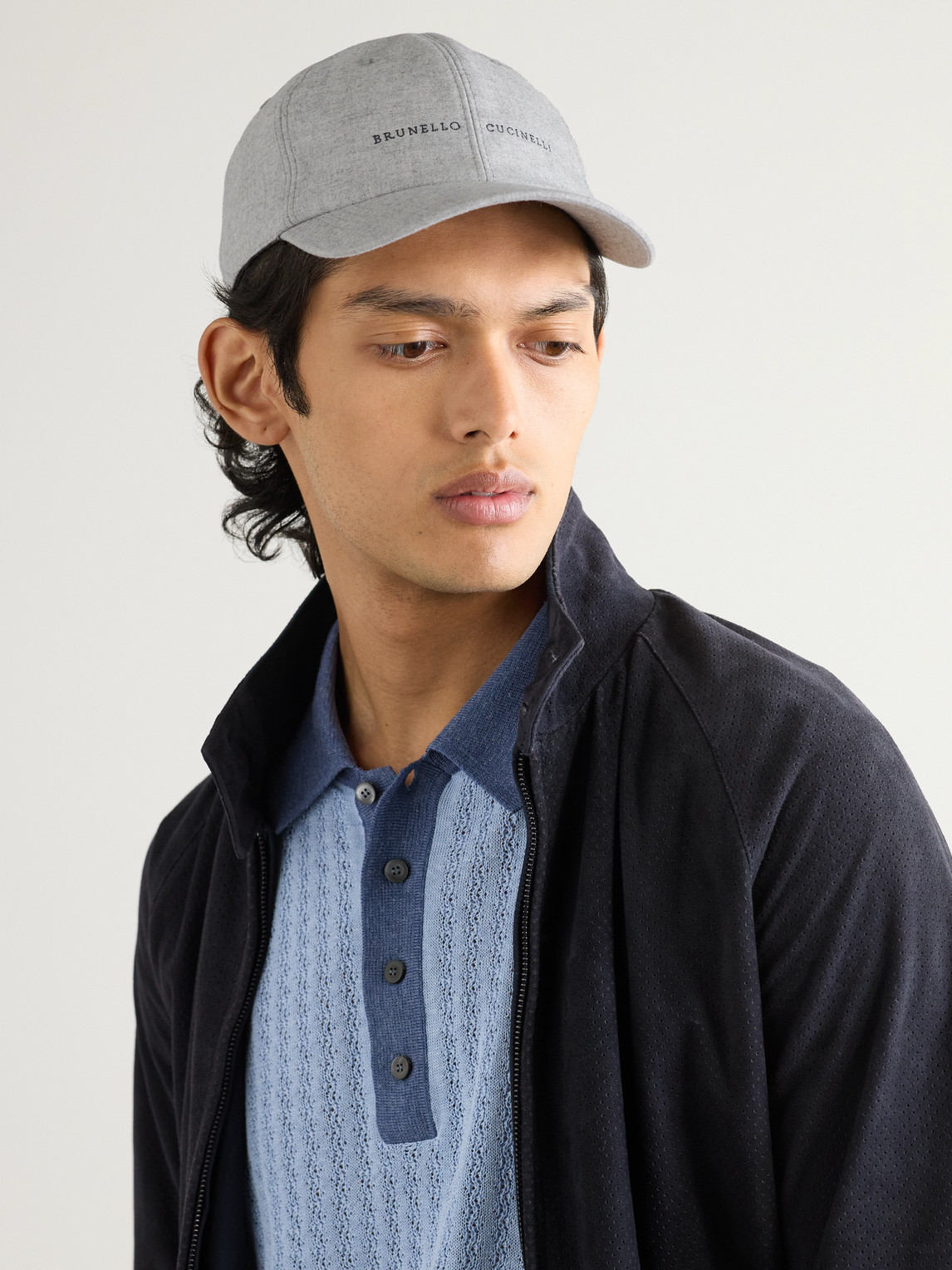 Brunello Cucinelli Logo-embroidered Cashmere And Silk-blend Baseball Cap In Gray