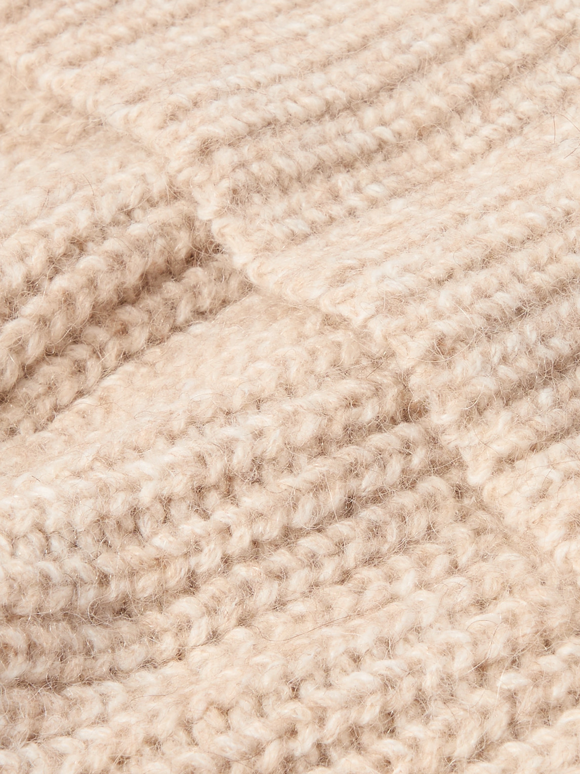 Brunello Cucinelli Brushed Ribbed-knit Beanie In Neutrals
