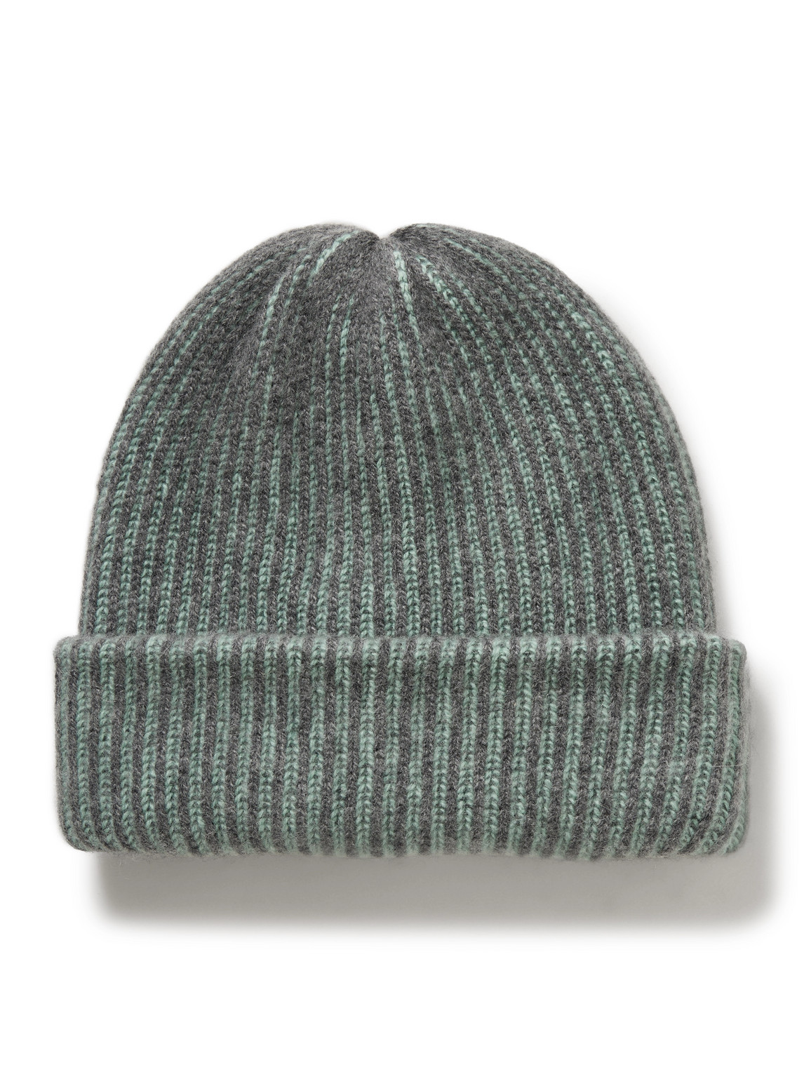 Stripe Watchman Ribbed Cashmere Beanie