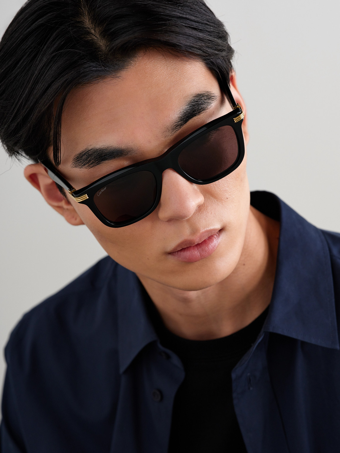 Cartier D- Frame Acetate Sunglasses In Black