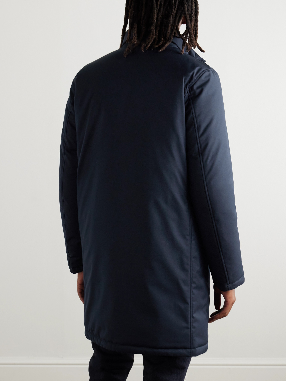 Herno Layered Padded Shell Down Coat In Blue