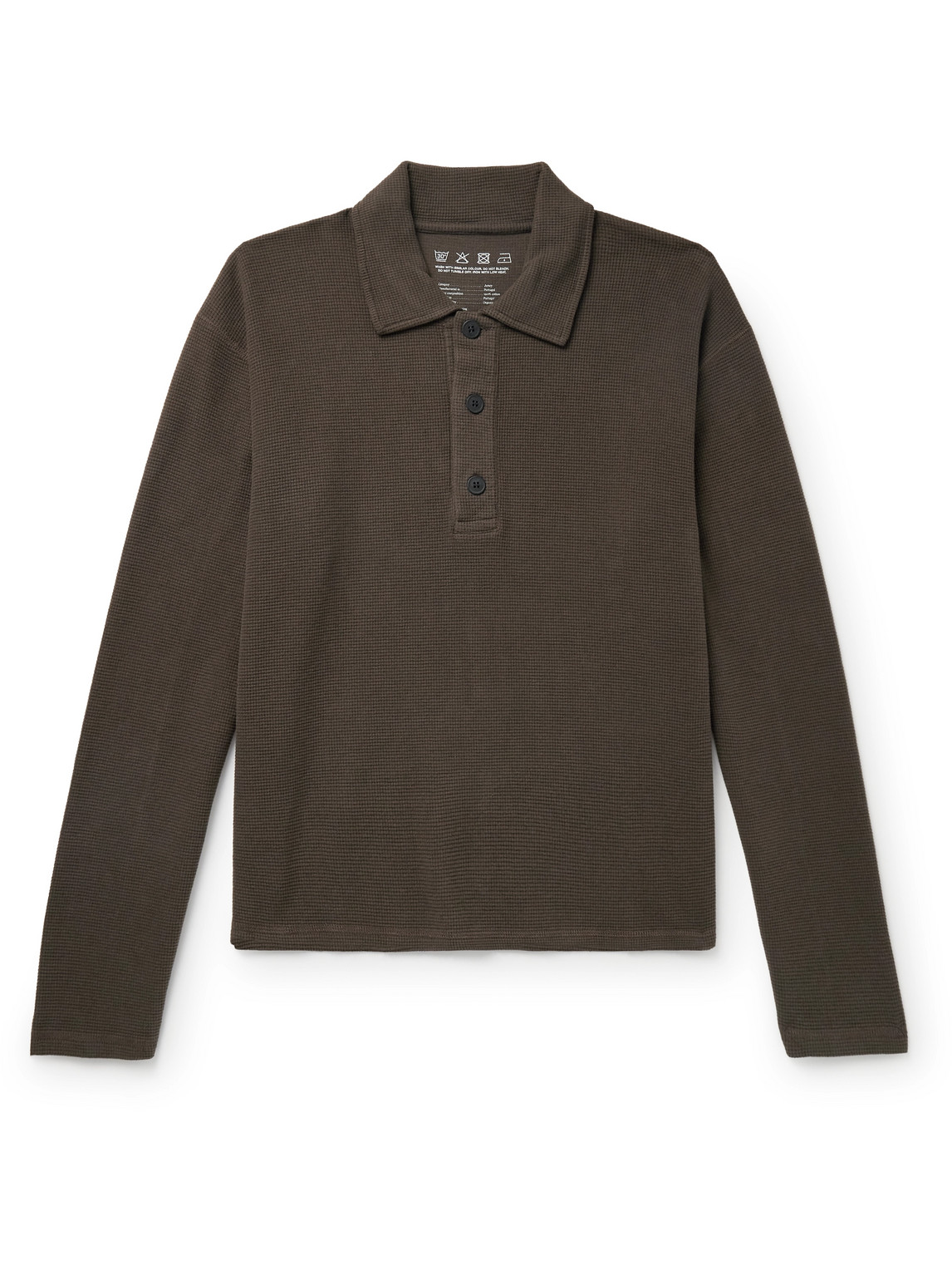 Mfpen Waffle-knit Organic Cotton Polo Shirt In Brown