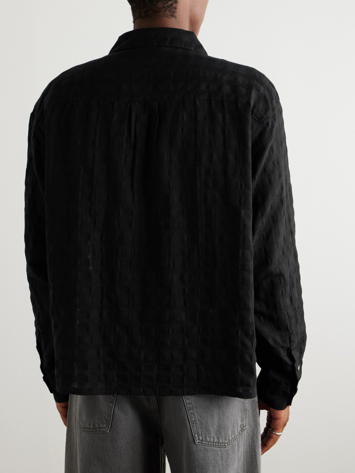 MFPEN CHECKED COTTON-BLEND JACQUARD SHIRT