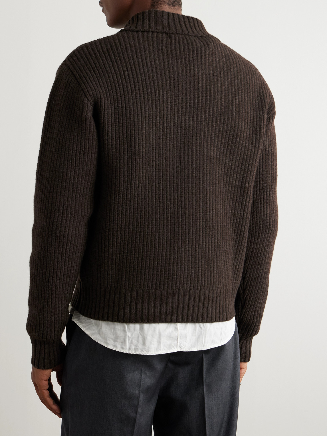 Shop Mfpen Ribbed Wool Sweater In Brown