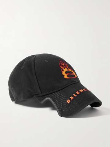 Balenciaga logo-embroidered cut-out canvas cap - Black