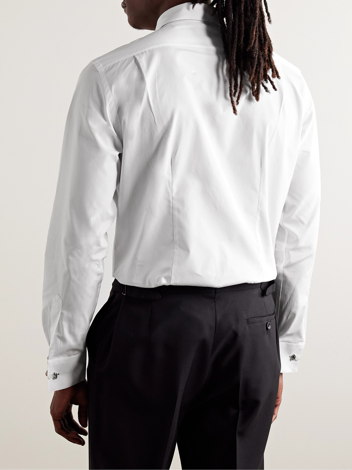 PAUL SMITH BIB-FRONT DOUBLE-CUFF COTTON-POPLIN TUXEDO SHIRT