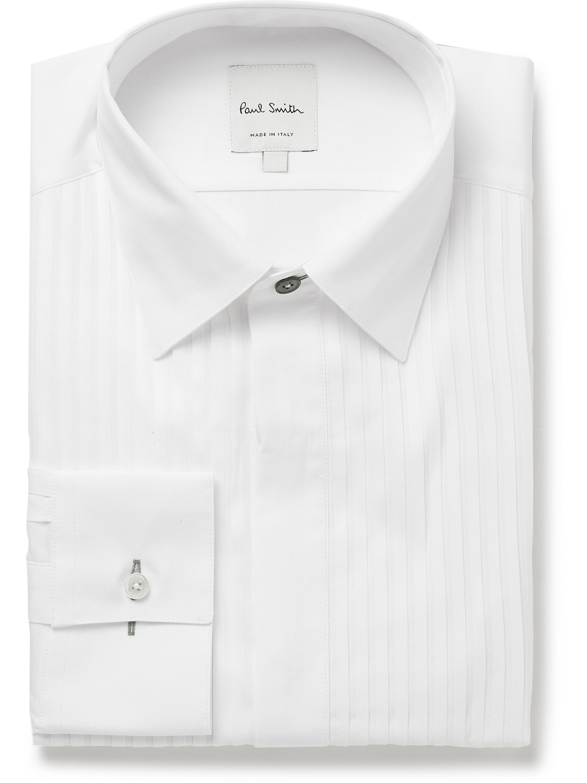 Paul Smith Bib-front Double-cuff Cotton-poplin Tuxedo Shirt In White