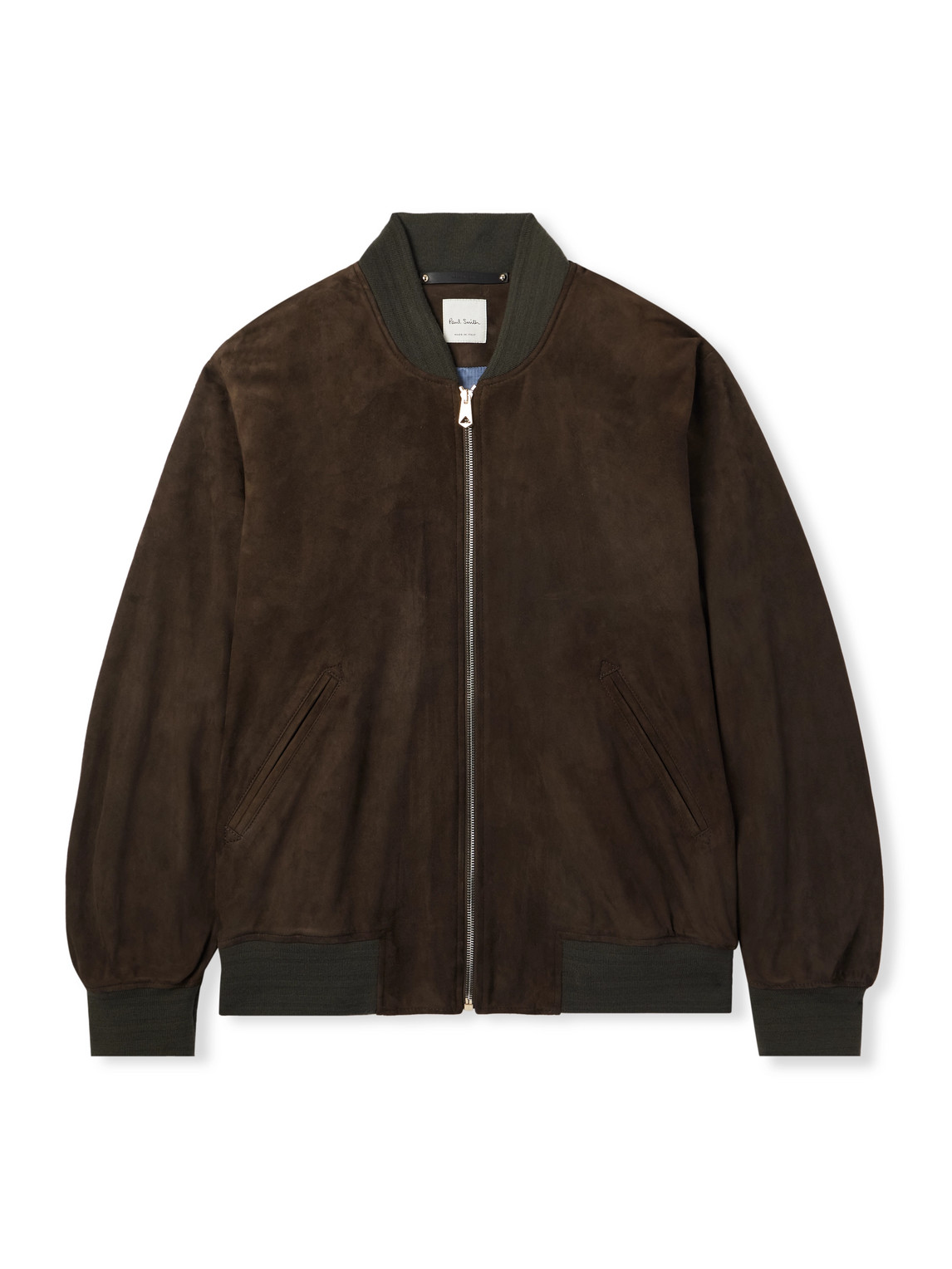Paul Smith Suede Bomber Jacket In Brown