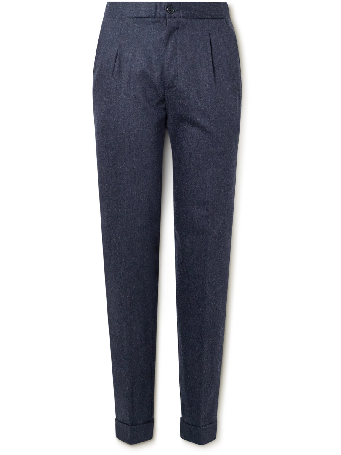 Slim-Fit Straight-Leg Pleated Wool-Blend Trousers
