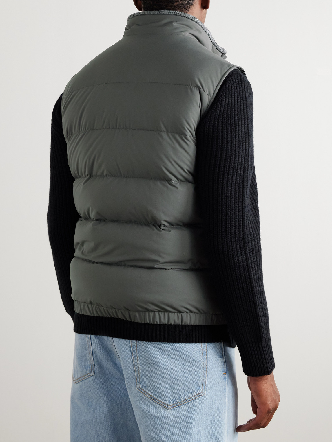 Thom Sweeney Slim-fit Quilted Rain System® Shell Down Gilet In Gray