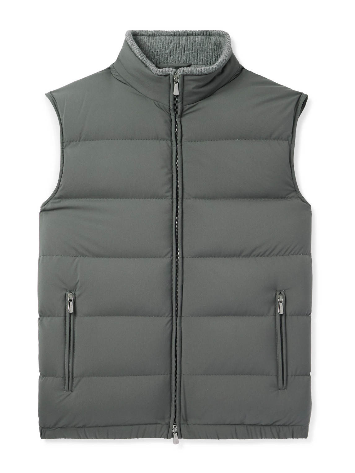 Thom Sweeney Slim-fit Quilted Rain System® Shell Down Gilet In Gray