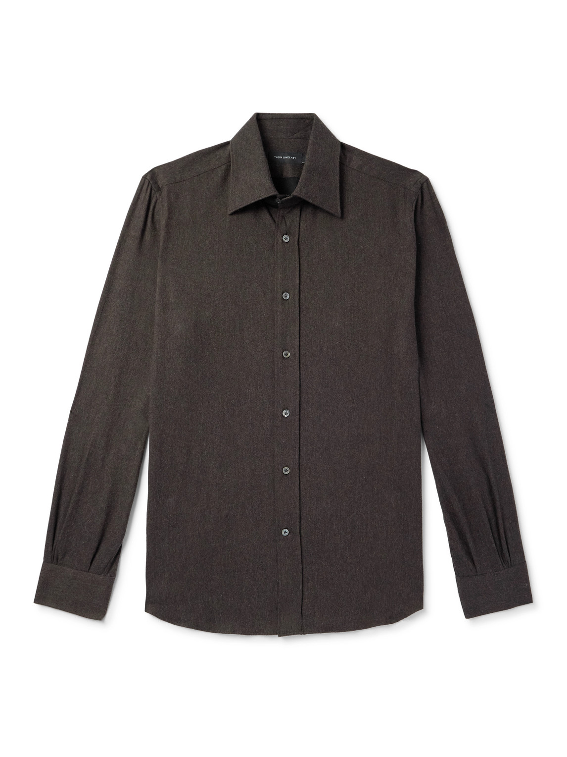 Thom Sweeney Cotton-flannel Shirt In Brown