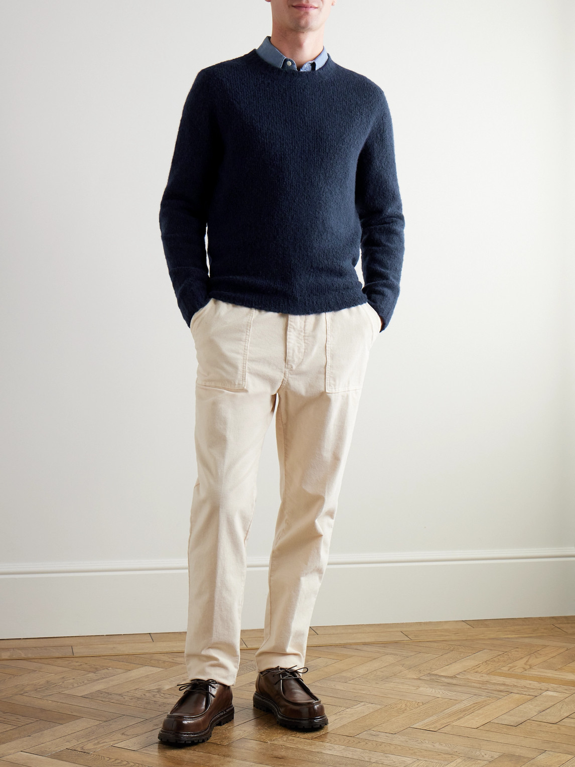 Shop Thom Sweeney Merino Wool-blend Sweater In Blue