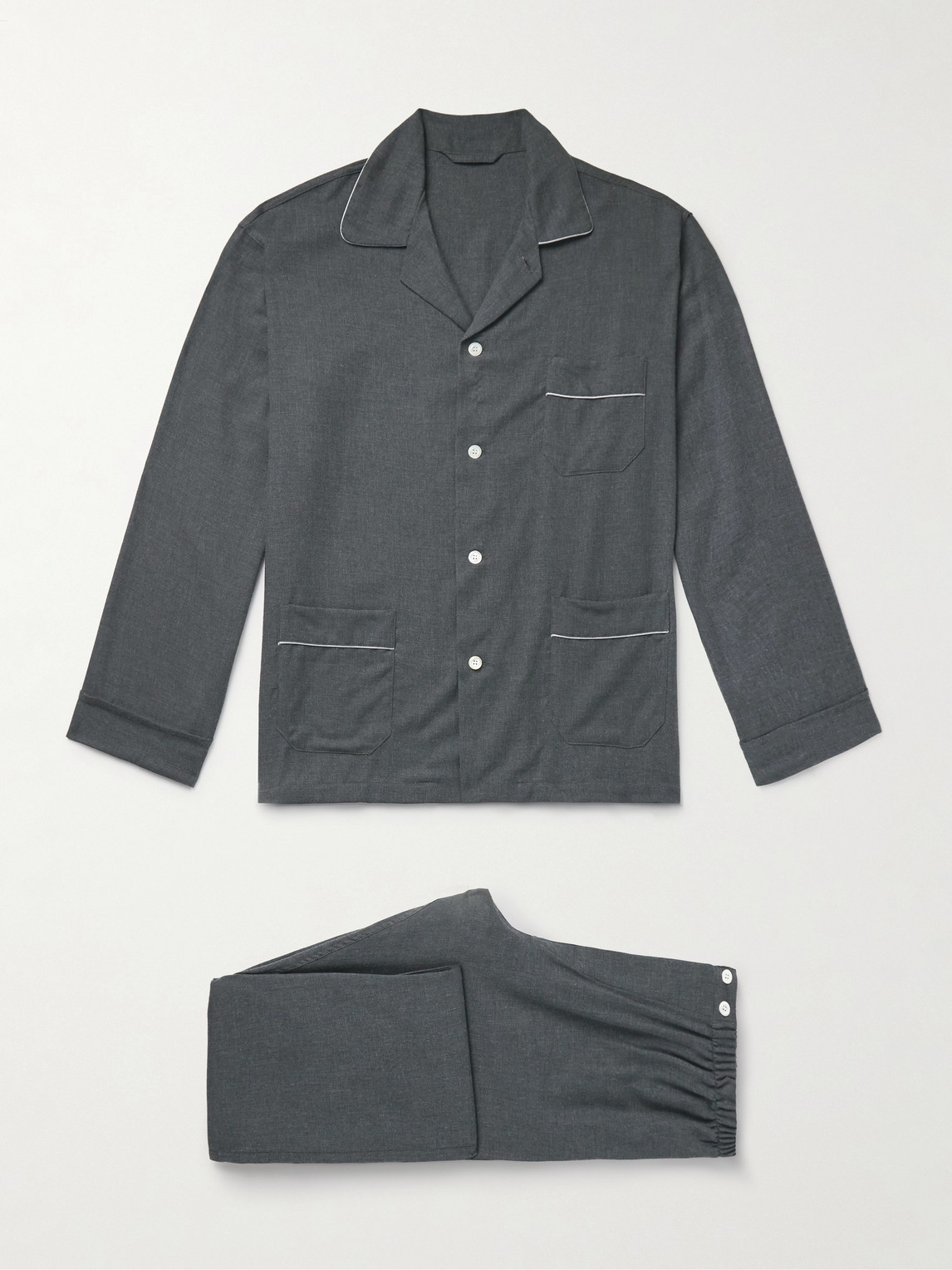 Thom Sweeney Camp-Collar Cotton and Cashmere-Blend Twill Pyjama et - Men