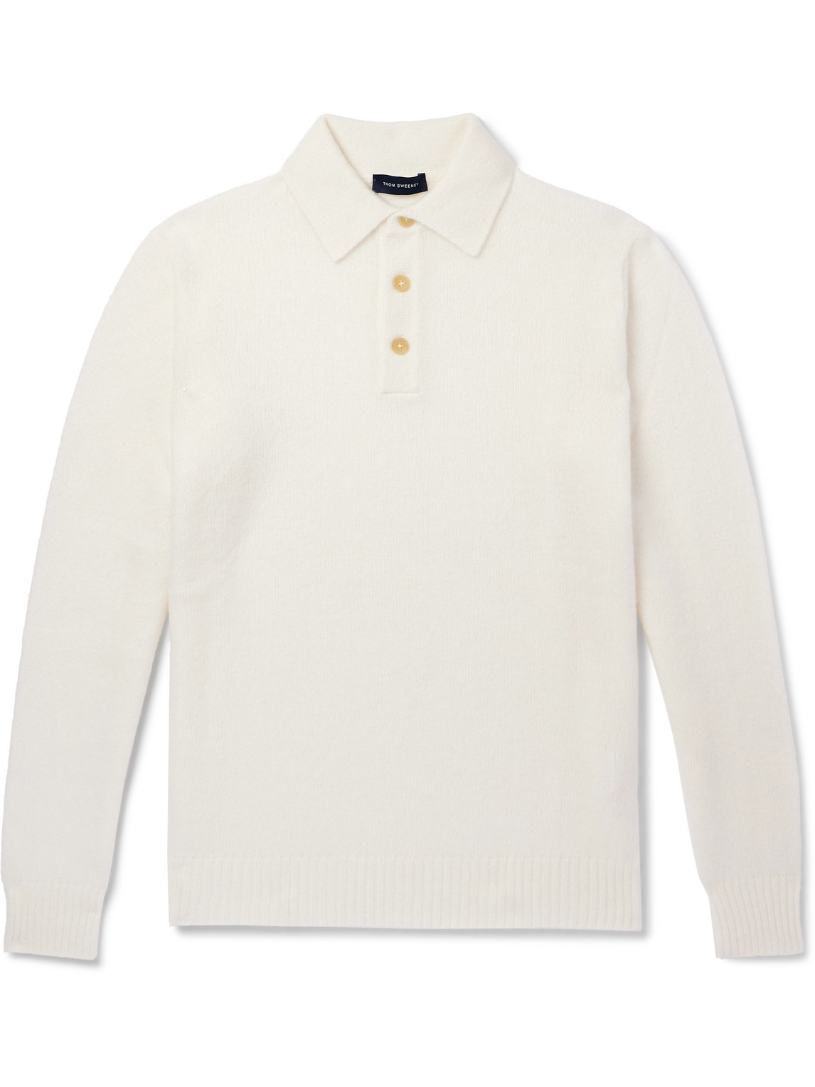 Brushed Cashmere-Blend Polo Shirt