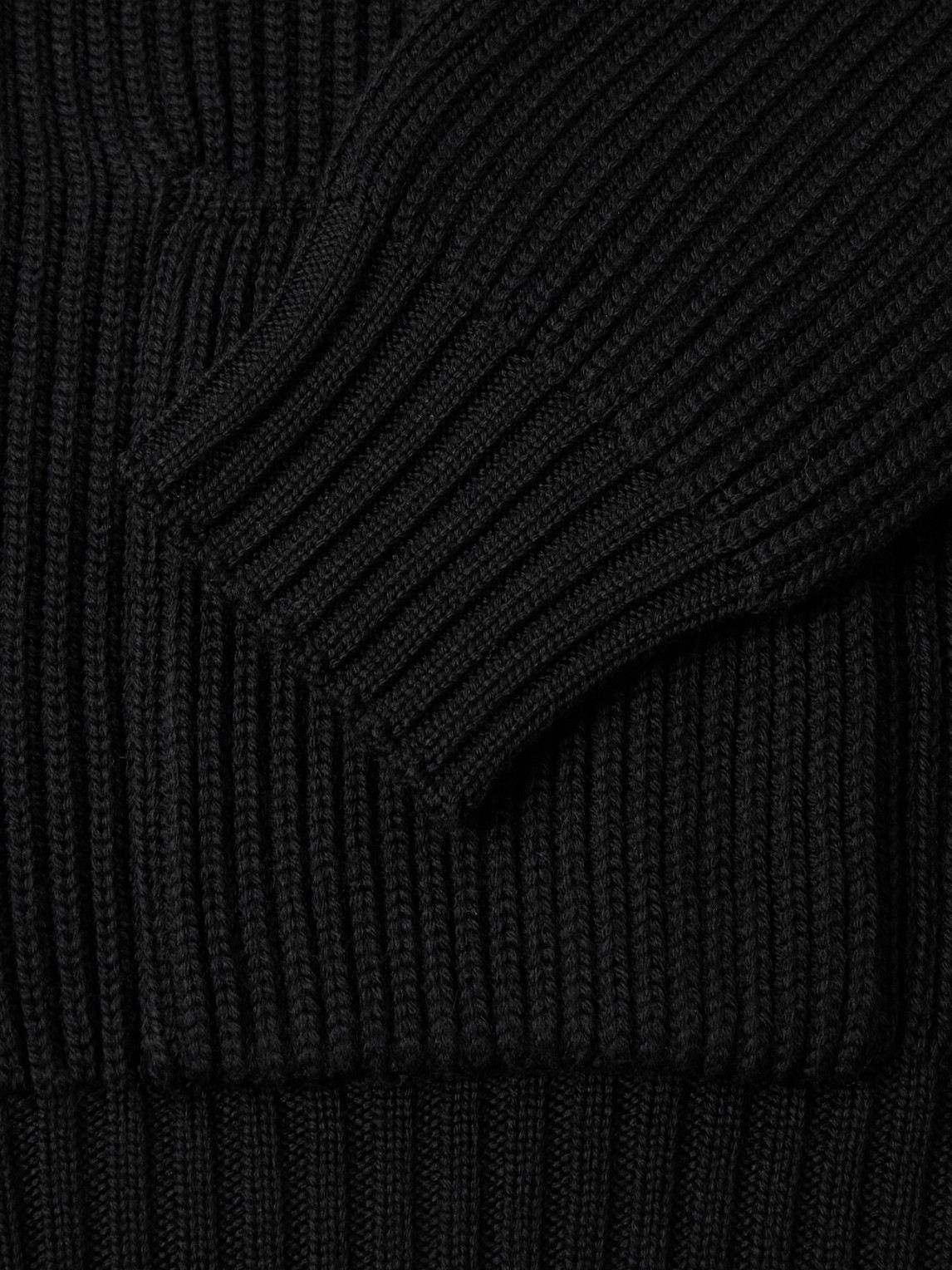 Thom Sweeney Shawl-collar Ribbed Merino Wool Cardigan In Black
