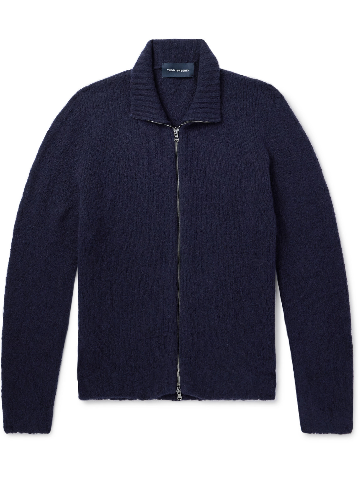 Thom Sweeney Merino Wool-blend Zip-up Jumper In Blue