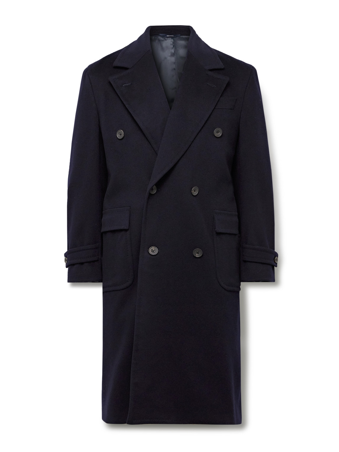 Thom Sweeney Double-breasted Wool And Cashmere-blend Felt Overcoat In Blue