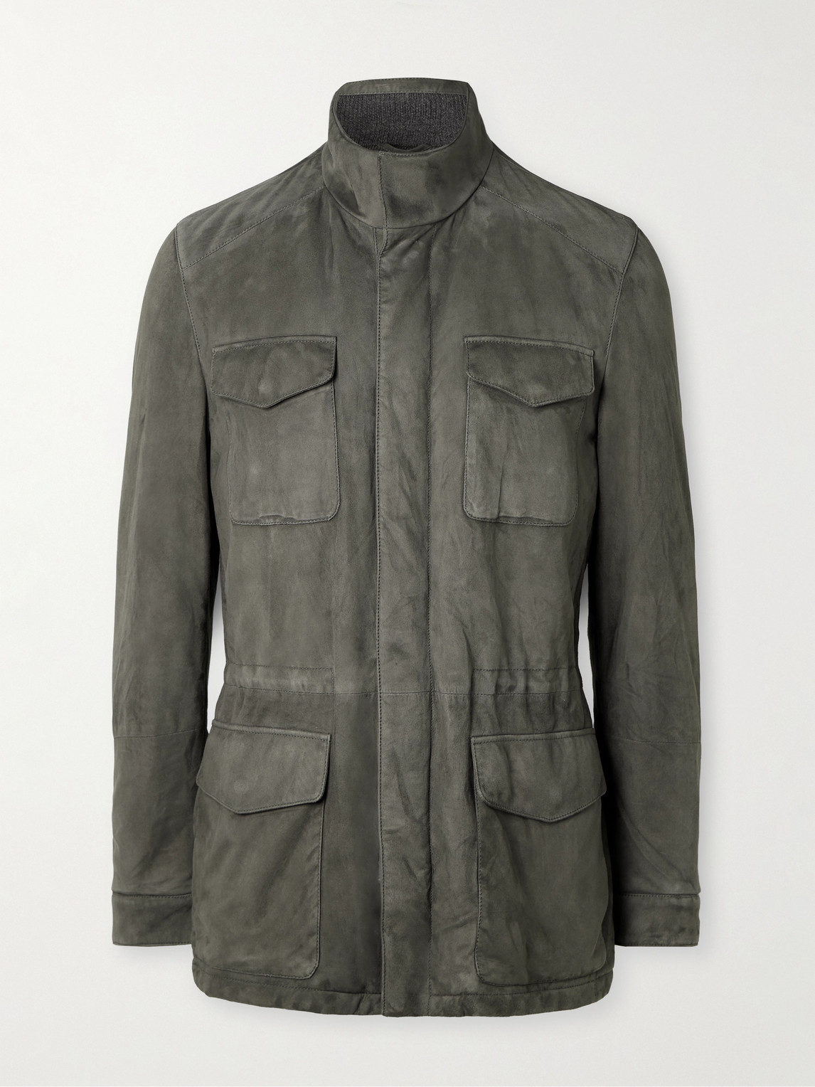 Thom Sweeney Suede Field Jacket In Gray