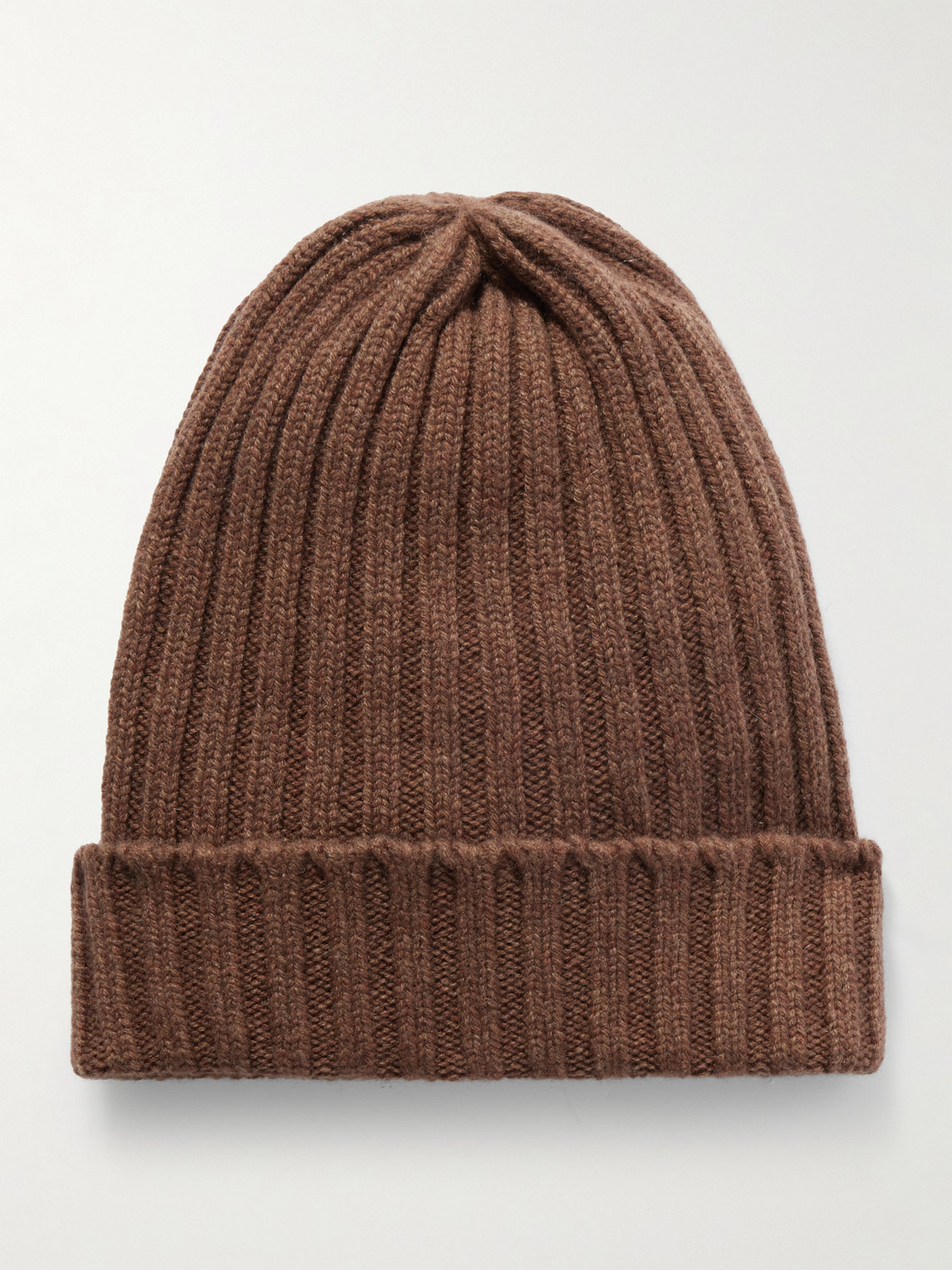 Thom Sweeney Ribbed Cashmere Beanie In Brown