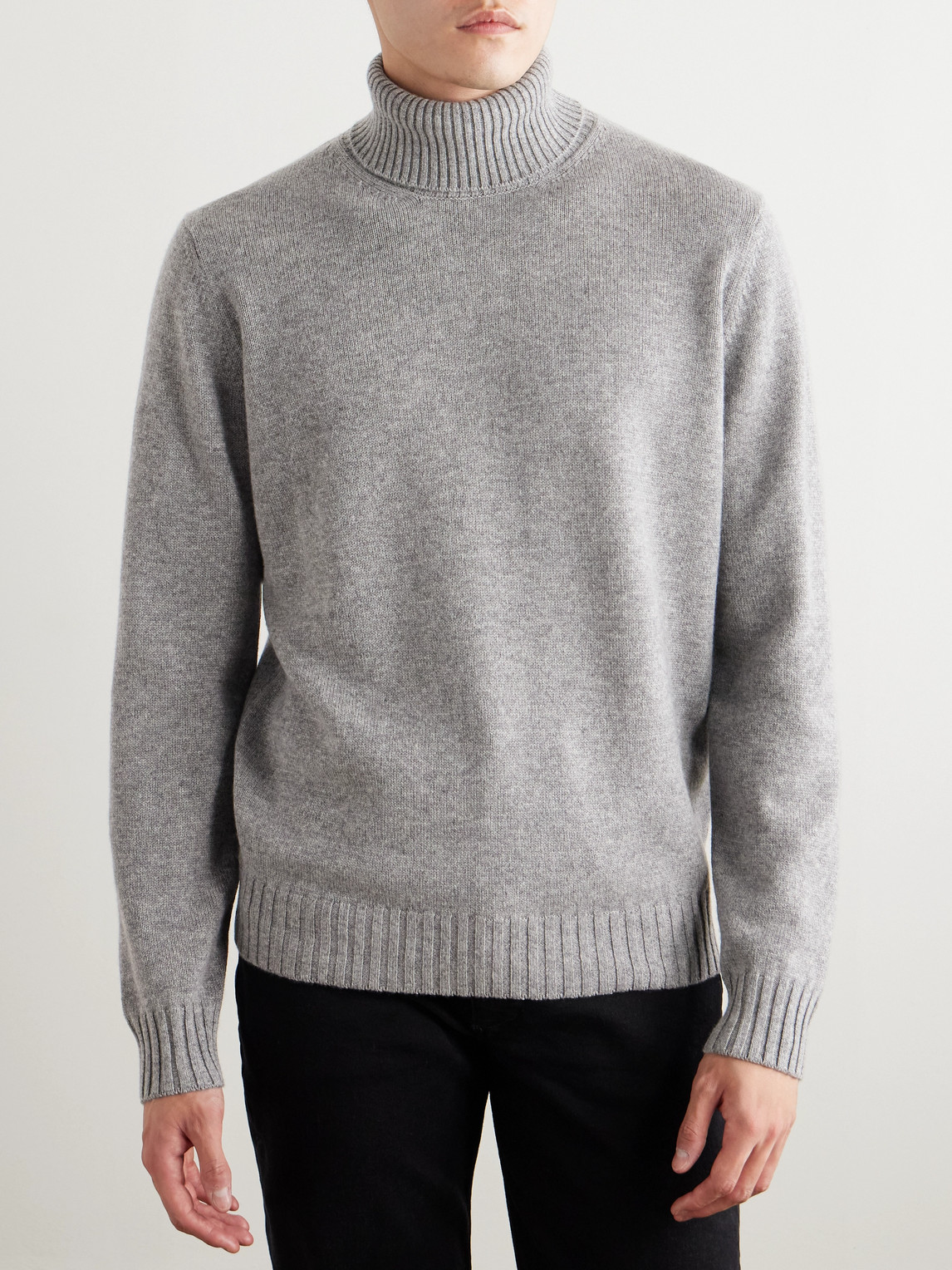 Shop Thom Sweeney Cashmere Rollneck Sweater In Gray