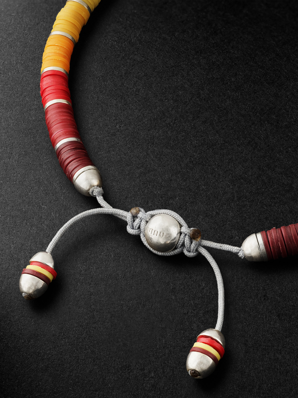  Maor - Mini Rizon Sterling Silver Beaded Bracelet - Men - Red - M 