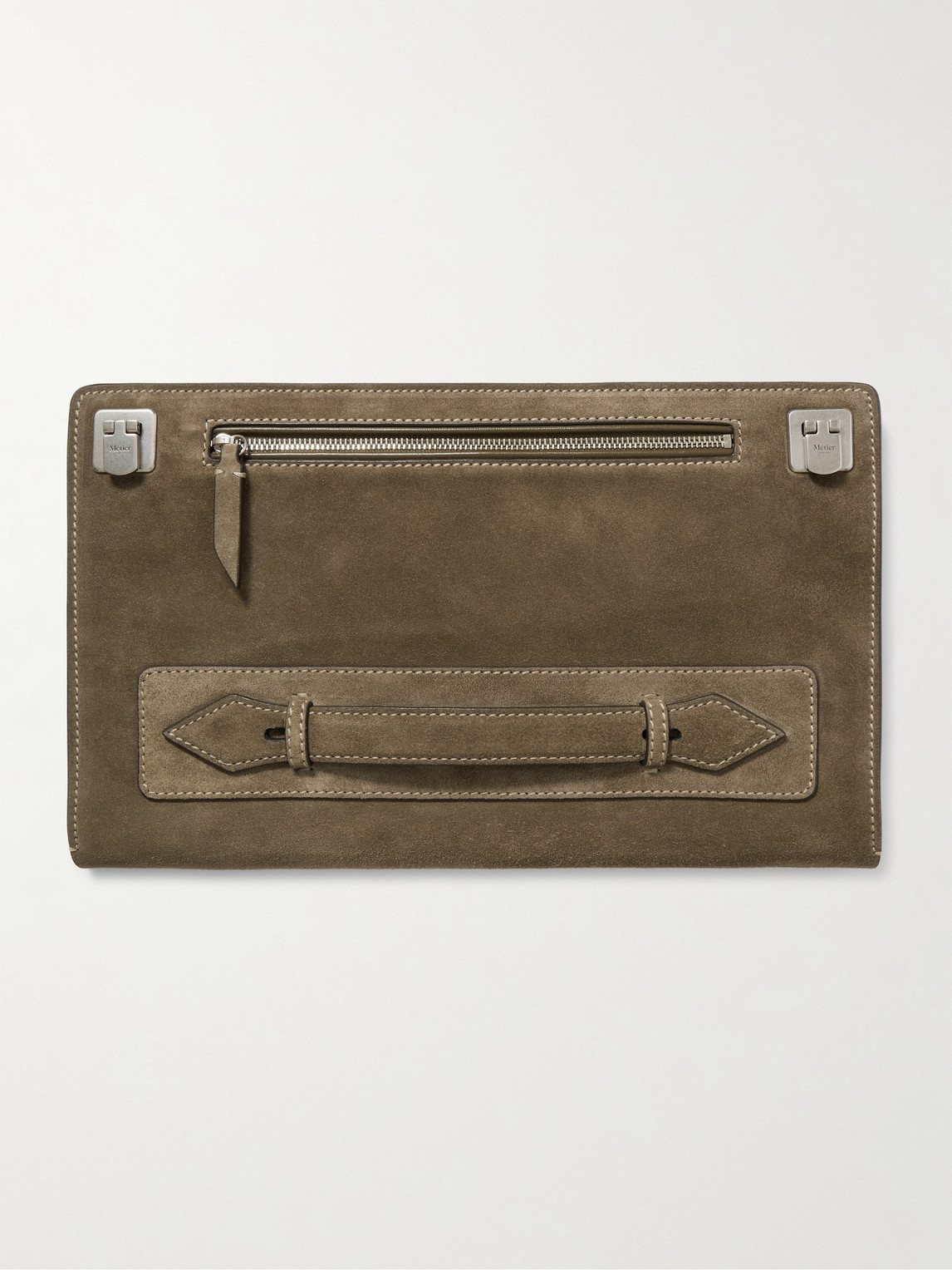 Metier Runaway Suede Pouch In Green