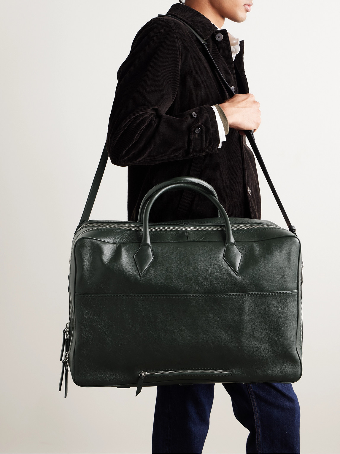 Closer Full-Grain Leather Weekend Bag Men Métier Green men