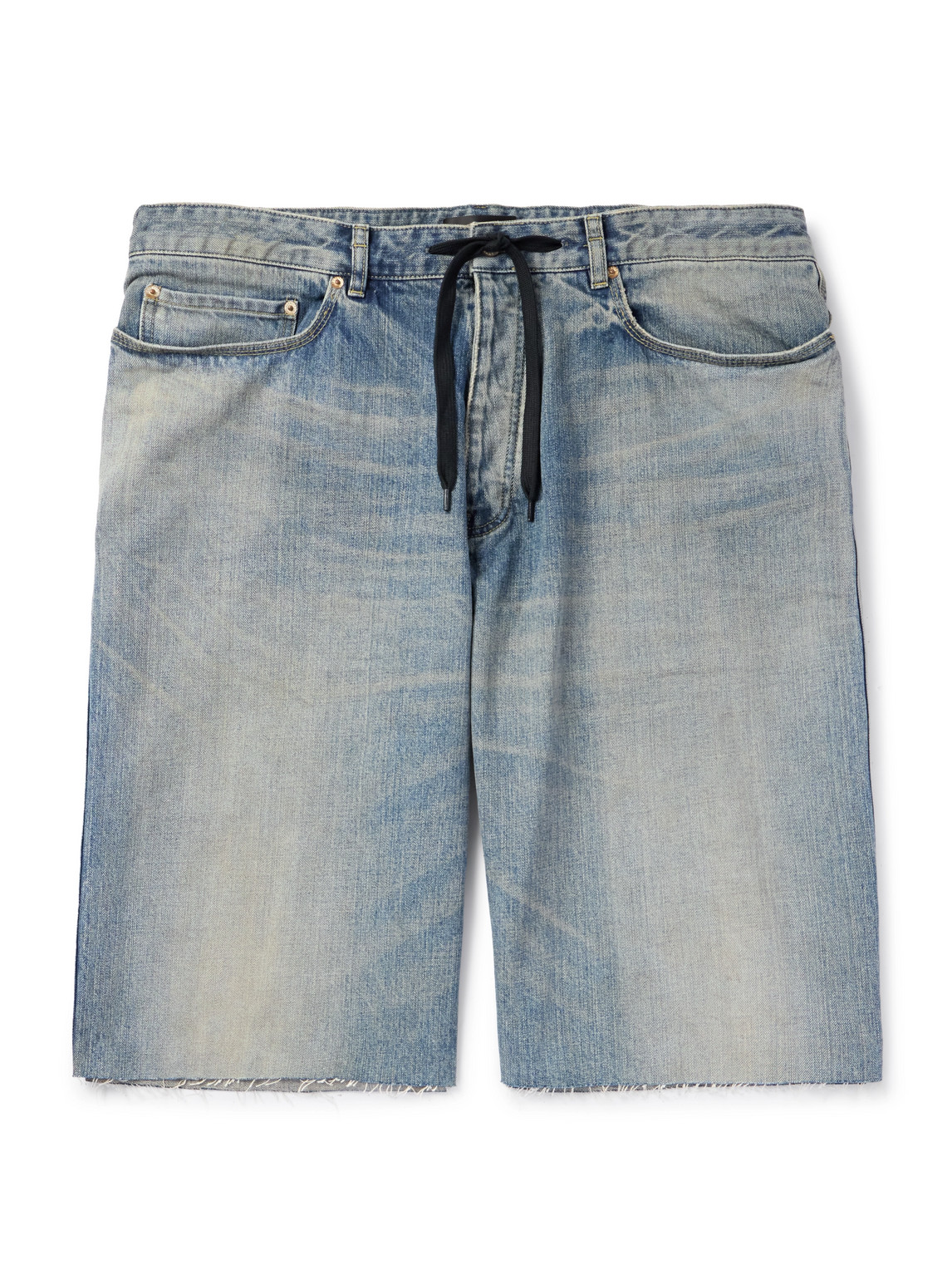 Distressed Denim Drawstring Shorts