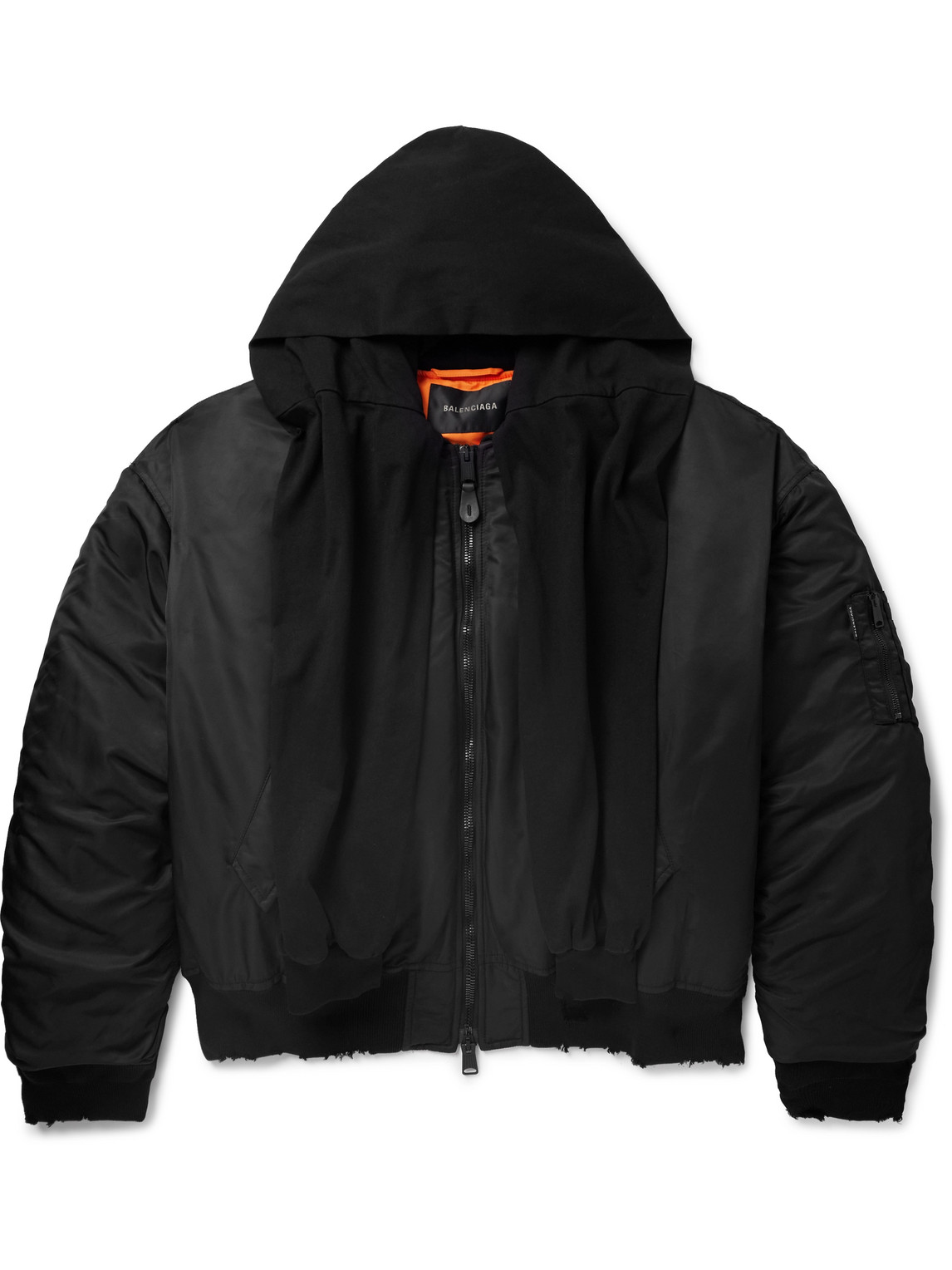 balenciaga black bomber orange inside