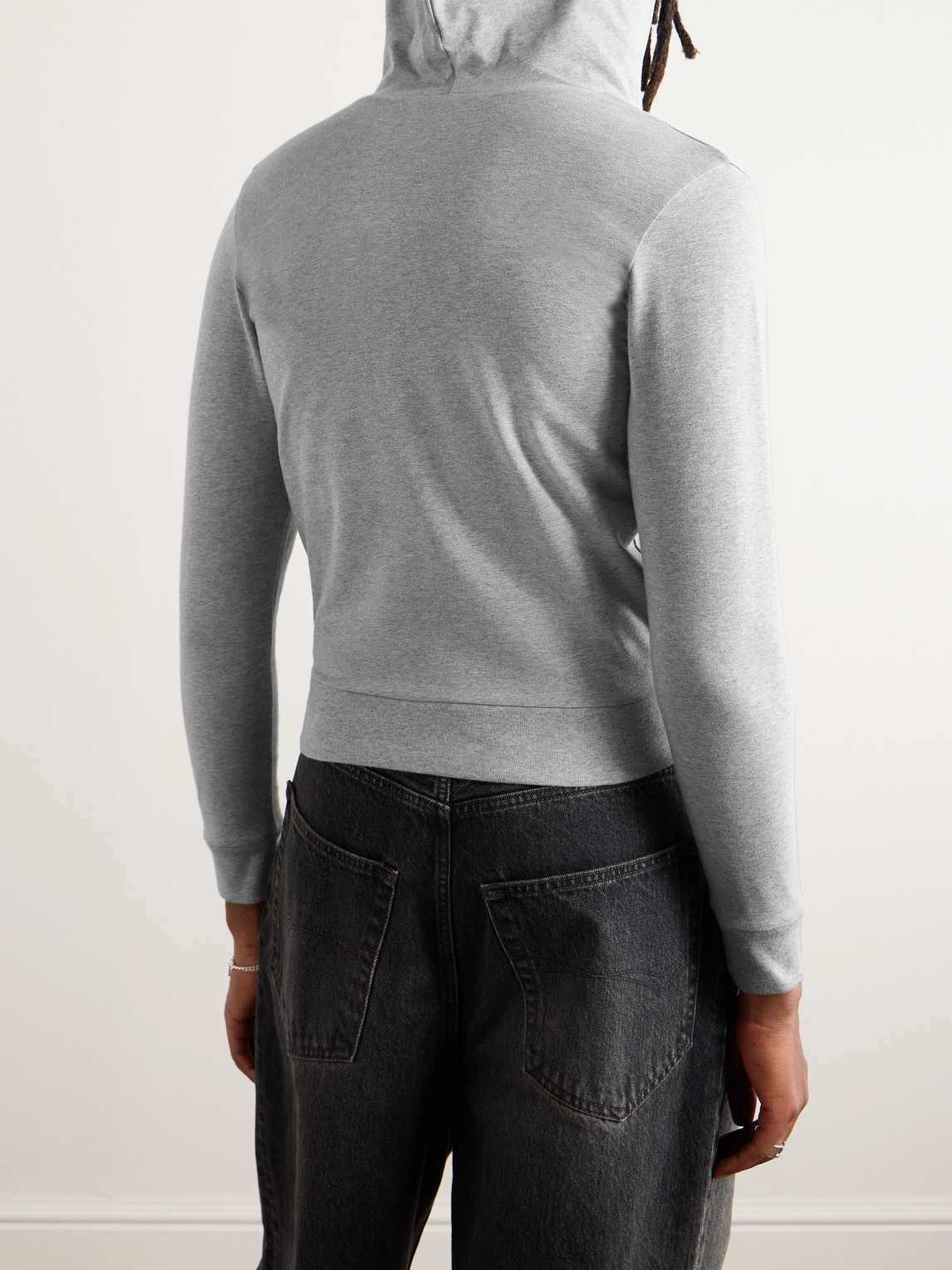 Balenciaga Slim-fit Cotton-blend Jersey Zip-up Hoodie In Gray