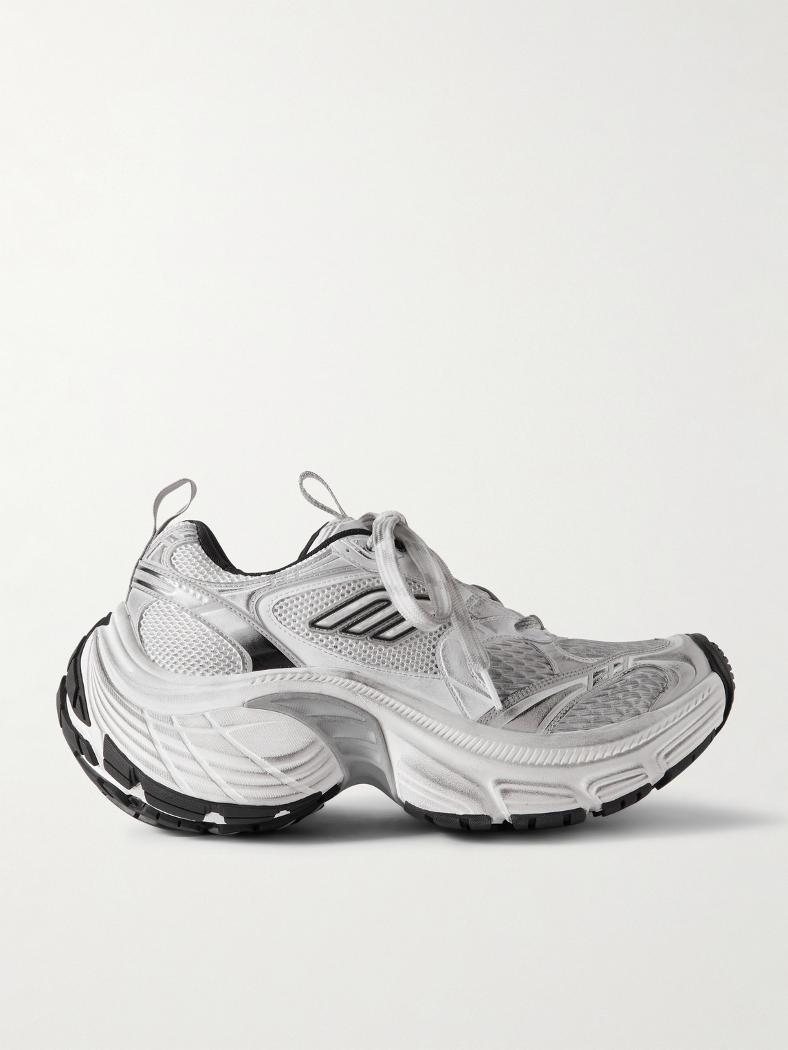 Balenciaga 10XL Distressed Metallic Mesh and Leather Sneakers - Men