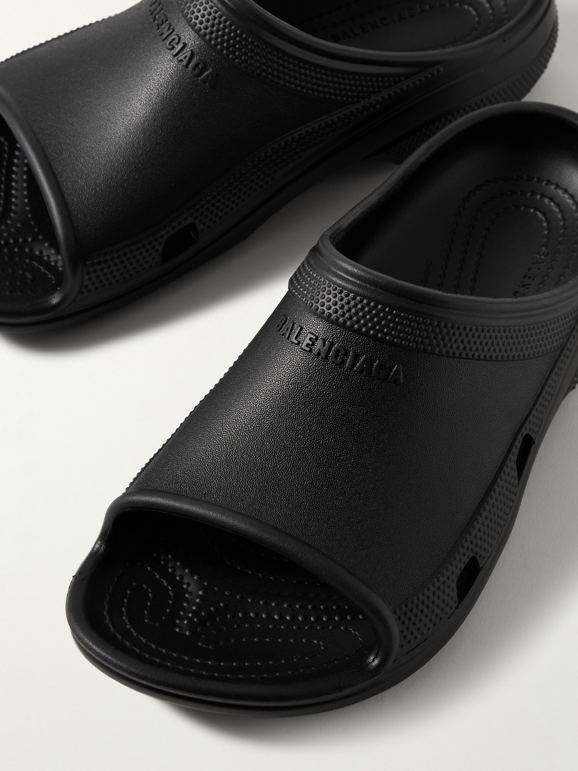 Balenciaga Crocs Logo-embossed Eva Slides In Black