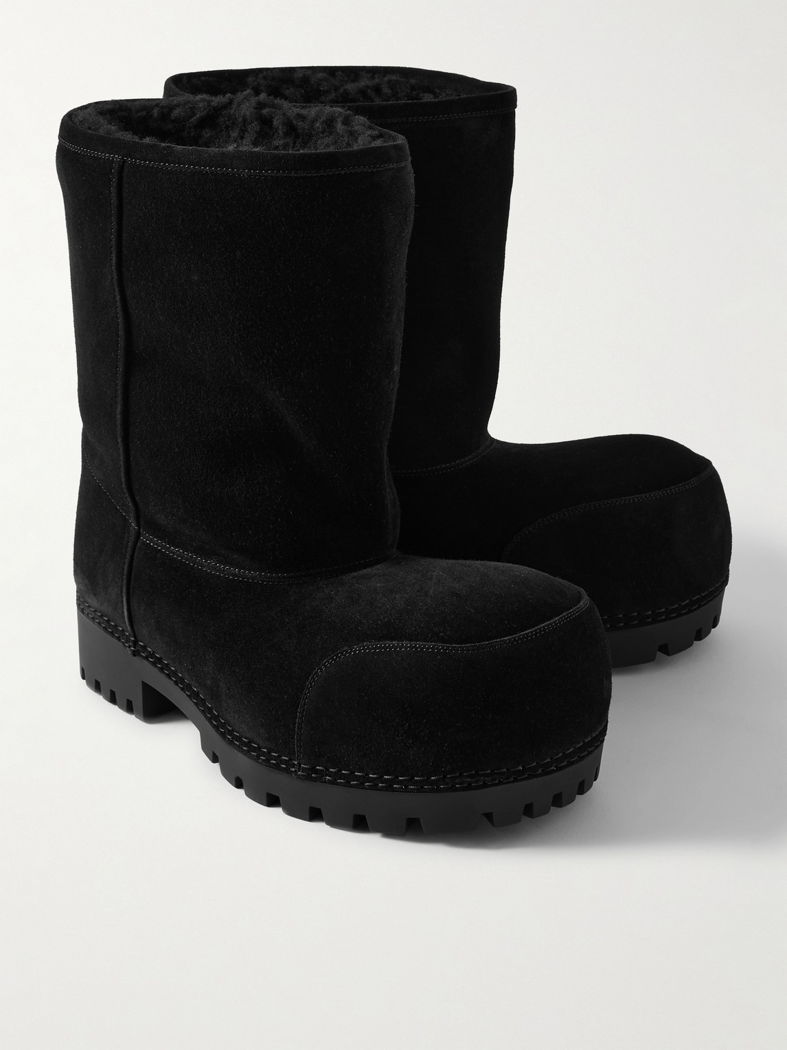 Shop Balenciaga Alaska Shearling Boots In Black